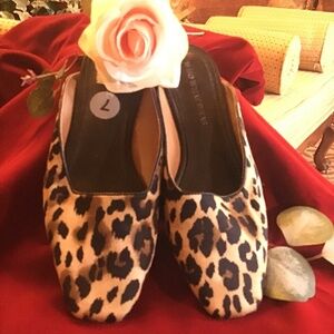 Leopard / animal print mules , slide on,  woman’s size 7 lightly worn classy